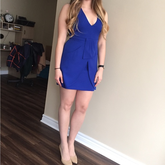 BCBG Blue Mini Dress with pockets (Size 6) - Picture 2 of 7